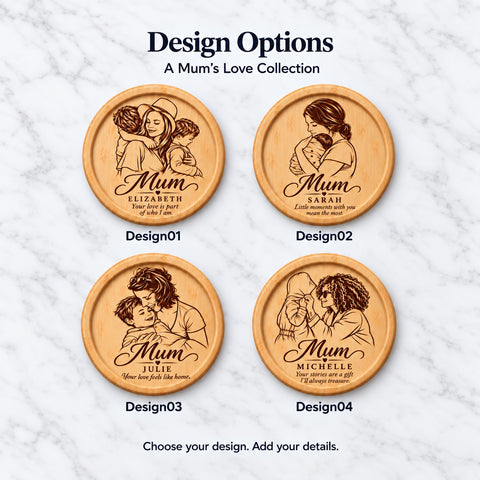 Personalised Wooden Coaster for Mum – Name & Message