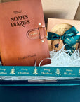 Festive Christmas Hamper with Custom Notebook & Wooden Coasters