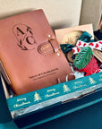 Festive Christmas Hamper with Custom Notebook & Wooden Coasters