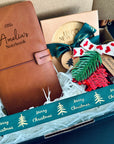 Premium Christmas Hamper with Leather Notebook & Wooden Coasters