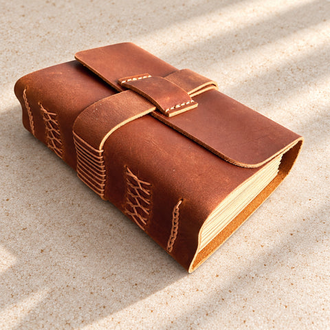 Personalised Leather Journal with Strap, Custom Engraved Notebook with Name & Floral Design, Handmade Gift Australia