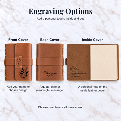 Personalised Leather Journal with Strap – Name & Quote