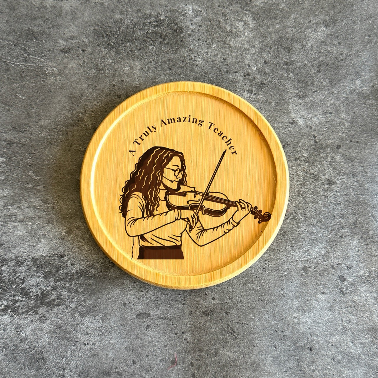 Personalised photo coaster for piano or violin teacher