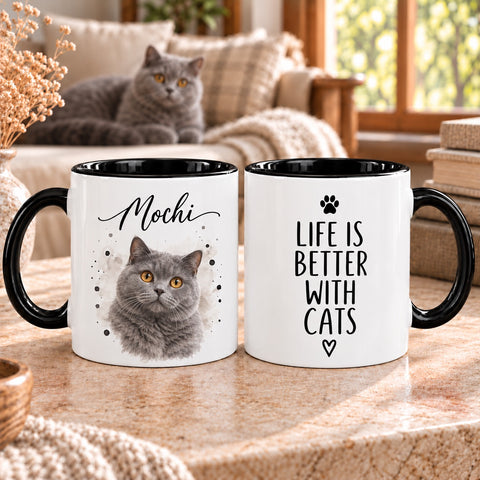 Personalised Pet Photo Mug – Custom Dog & Cat Portrait Gift