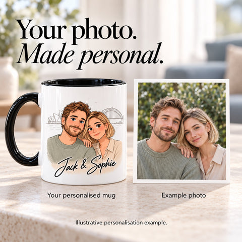Personalised Couple Portrait Mug – Wedding & Anniversary Gift