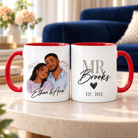 Personalised Couple Portrait Mug – Wedding & Anniversary Gift
