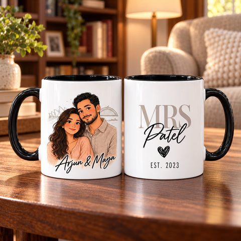 Personalised Couple Portrait Mug – Wedding & Anniversary Gift