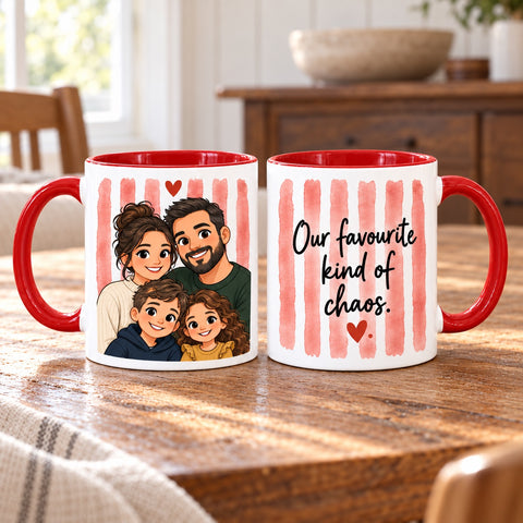 Personalised Family & Pet Portrait Mug – Cartoon Photo Gift