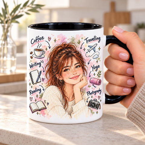 All About You – Personalised Watercolour Portrait Mug