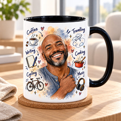 All About You – Personalised Watercolour Portrait Mug