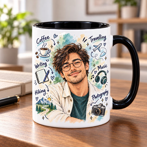 All About You – Personalised Watercolour Portrait Mug