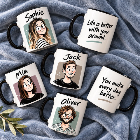 Personalised Portrait Mug – Custom Gift for Friends & Colleagues