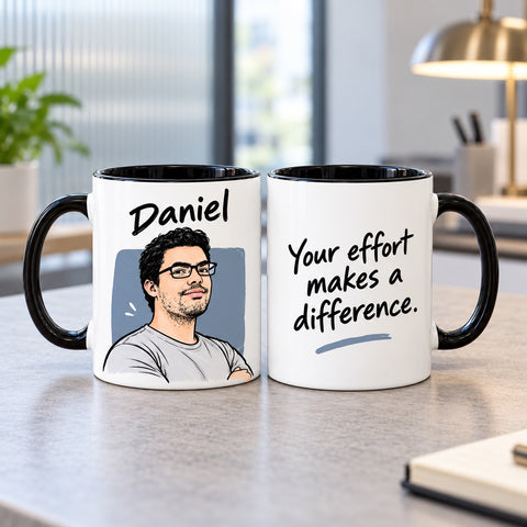 Personalised Portrait Mug – Custom Gift for Friends & Colleagues