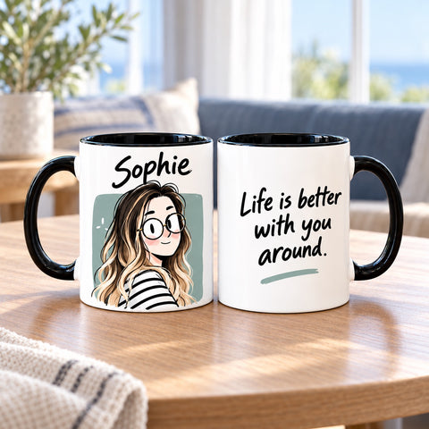 Personalised Portrait Mug – Custom Gift for Friends & Colleagues