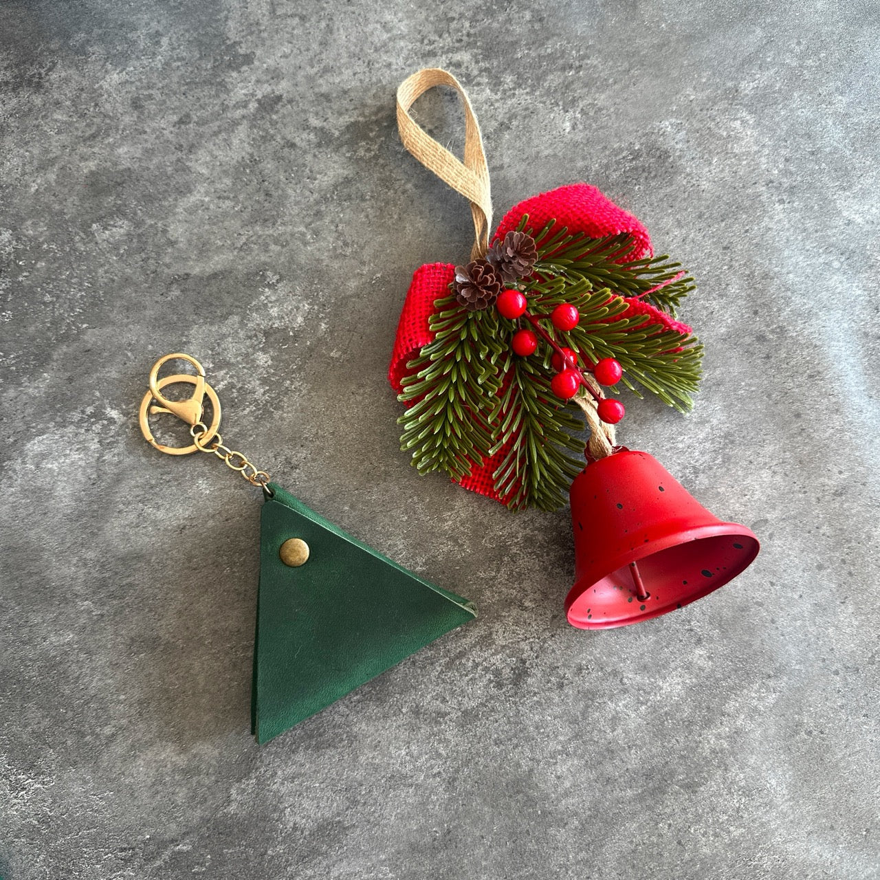 Custom Christmas Leather Gift Box – Choose Any 3: Triangle Coin Purse, Coaster &amp; Ornament (Personalised Set)