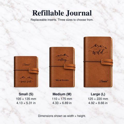 Personalised Mountain Adventure Leather Journal