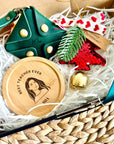 Custom Christmas Gift Box with Leather Pouch & Wooden Coasters & Christmas tree ornaments