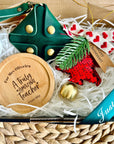 Custom Christmas Gift Box with Leather Pouch & Wooden Coasters & Christmas tree ornaments