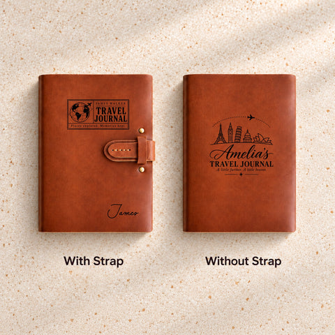 Personalised Thick Leather Travel Journal & Notebook
