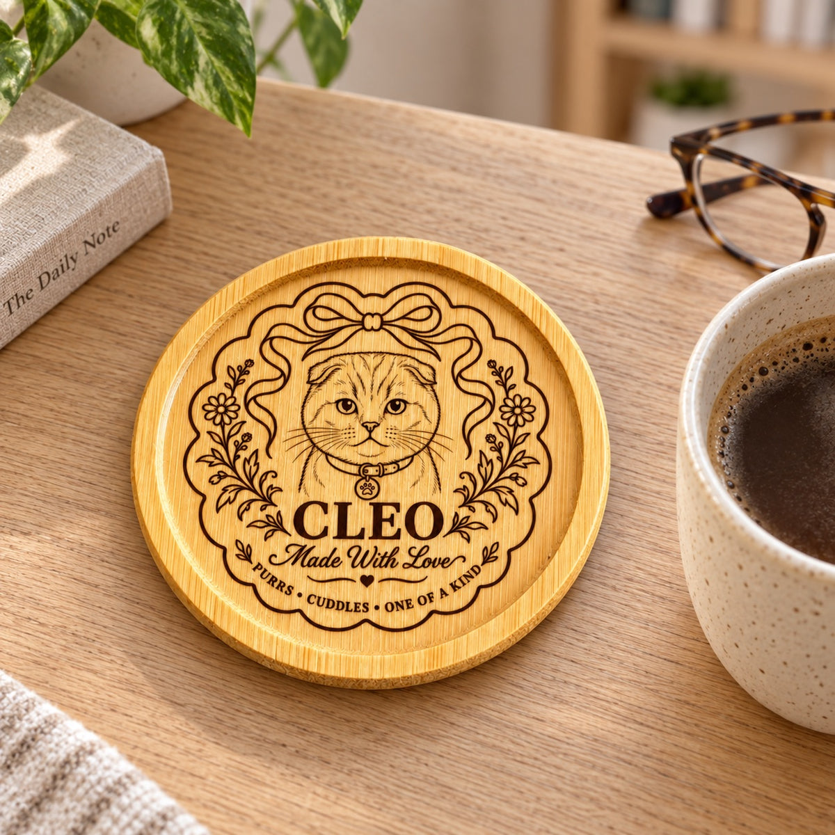 Personalised Cat Coaster – Custom Portrait Gift for Cat Lovers