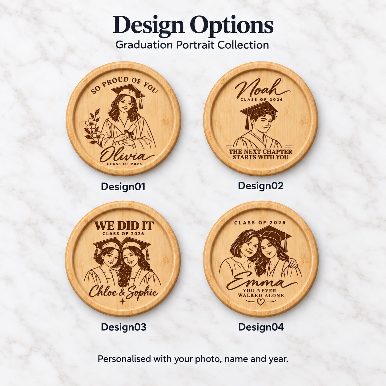Personalised Graduation Photo Coaster – Portrait Keepsake