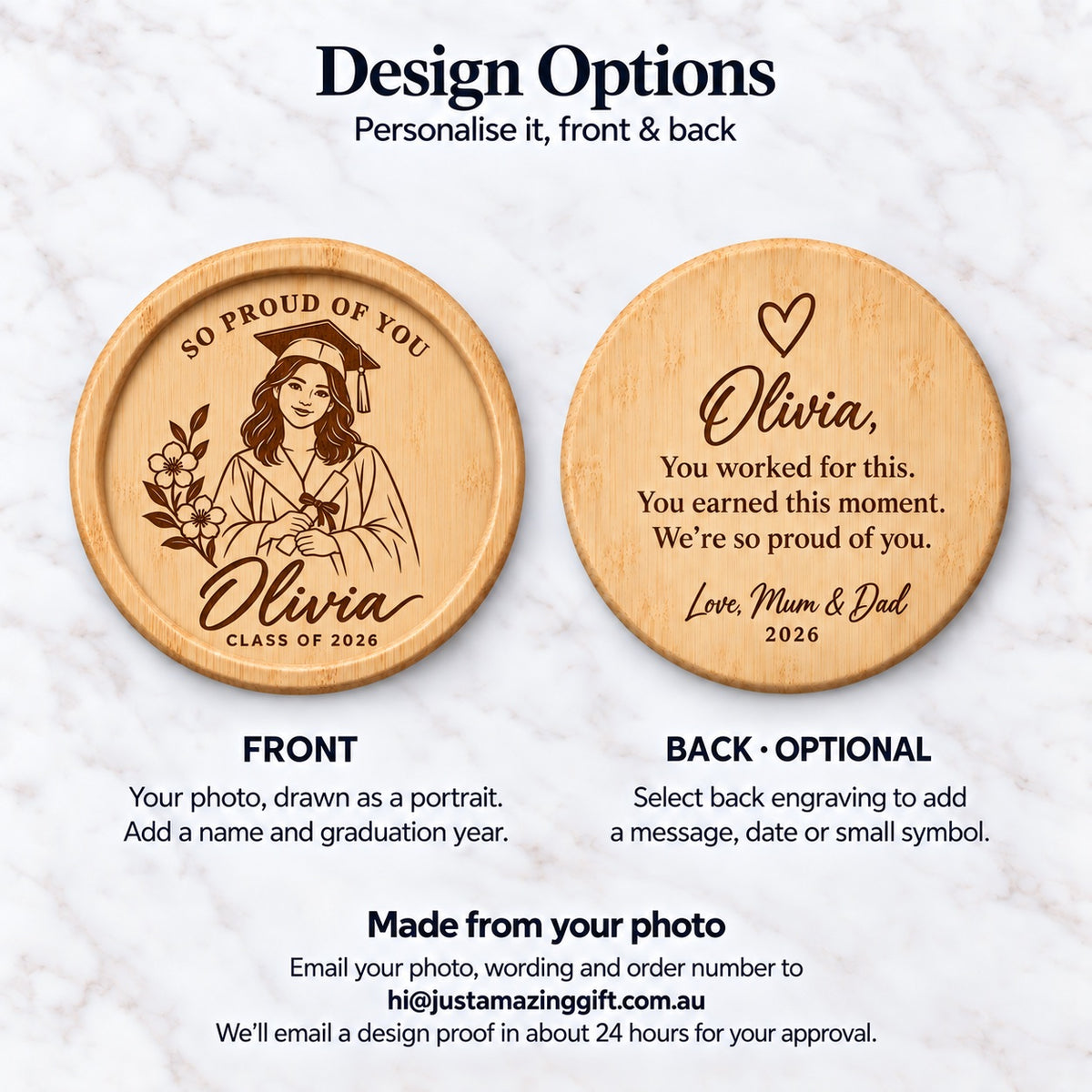 Personalised Graduation Photo Coaster – Portrait Keepsake
