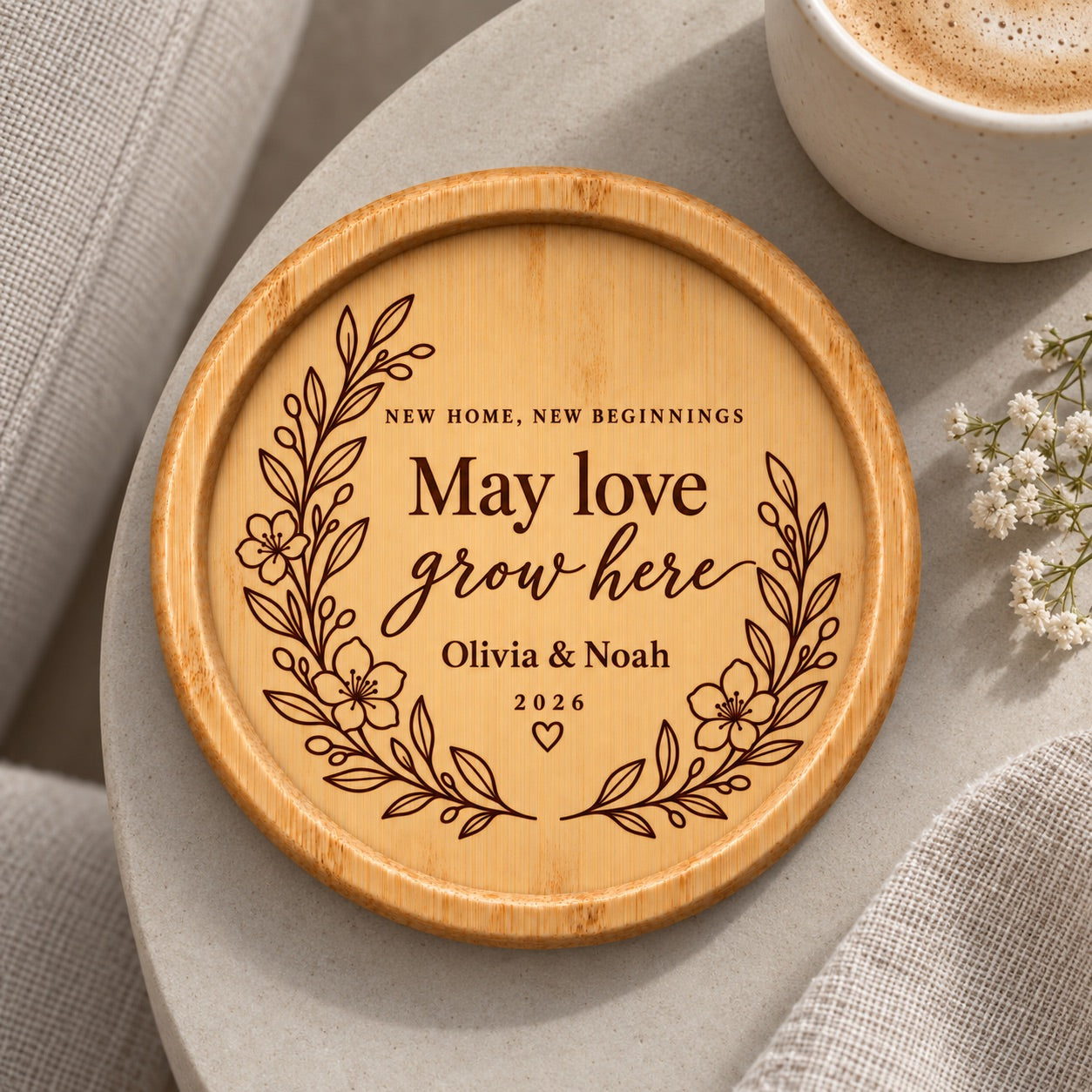 Personalised Housewarming Coaster – New Home Keepsake