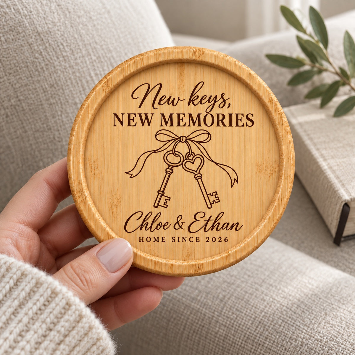 Personalised Housewarming Coaster – New Home Keepsake