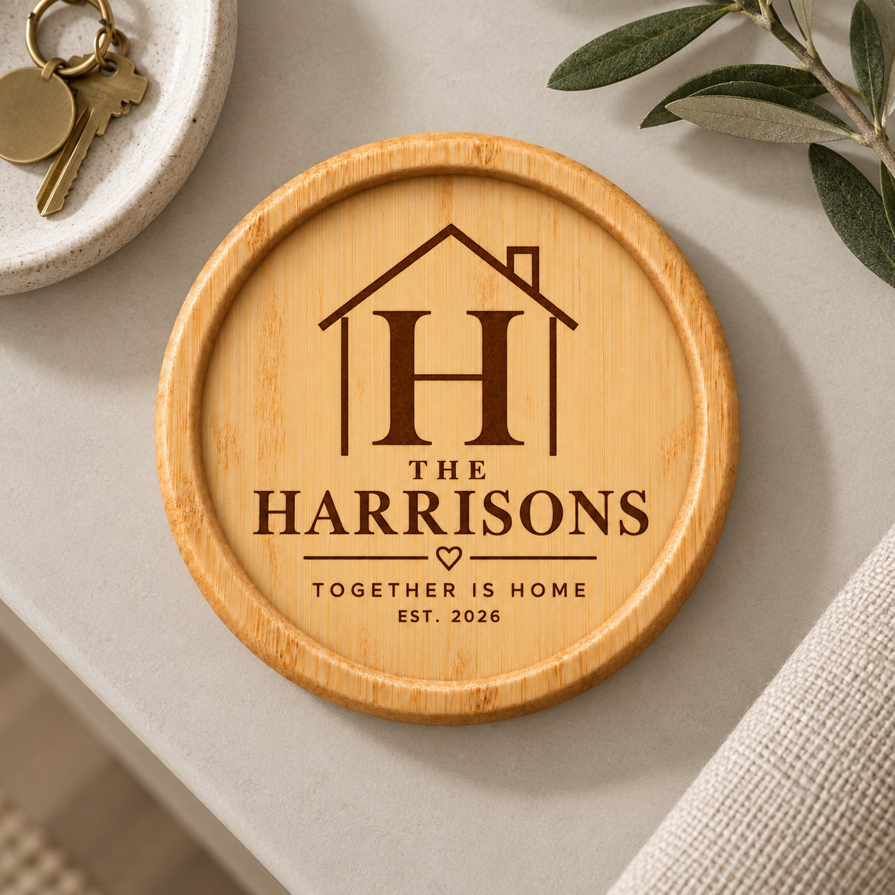 Personalised Housewarming Coaster – New Home Keepsake