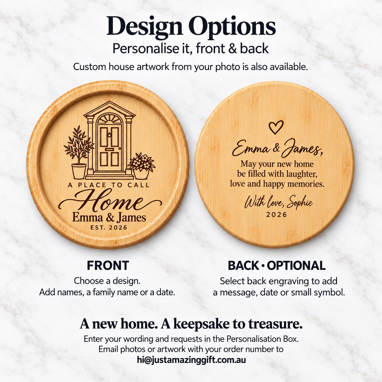 Personalised Housewarming Coaster – New Home Keepsake