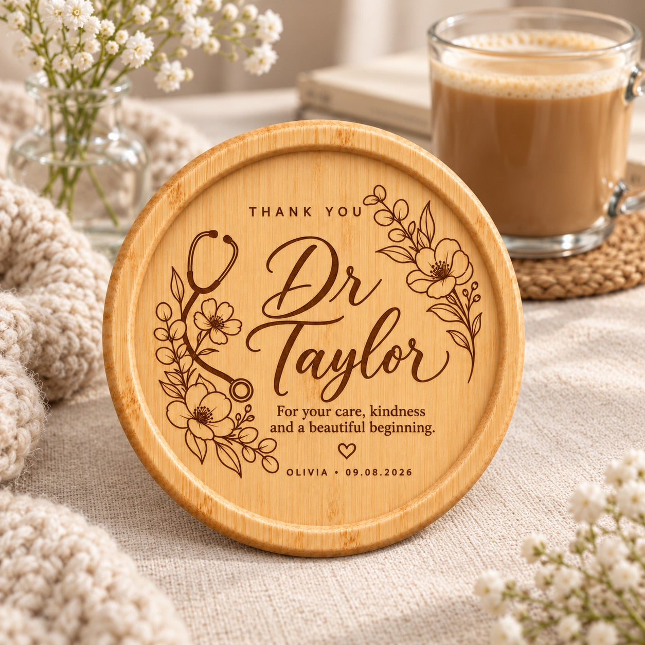 Personalised Obstetrician Thank You Gift – Engraved Coaster