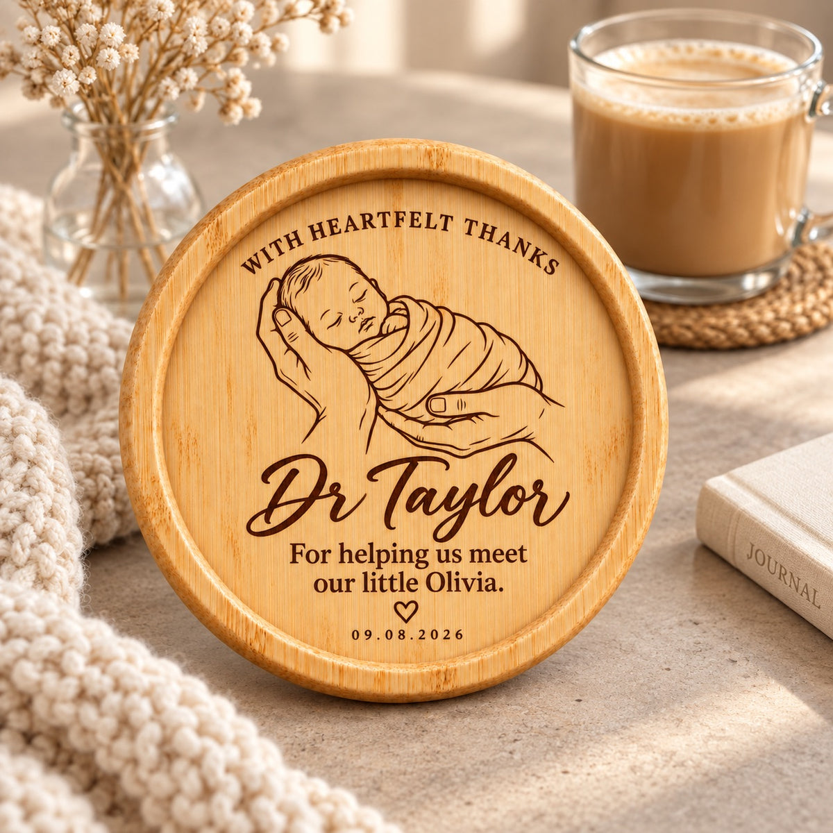 Personalised Obstetrician Thank You Gift – Engraved Coaster
