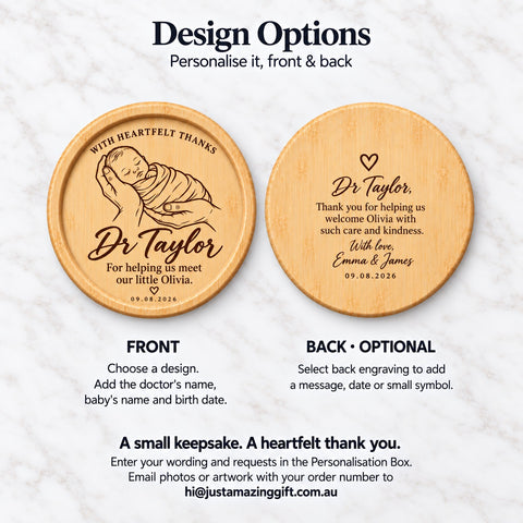 Personalised Obstetrician Thank You Gift – Engraved Coaster