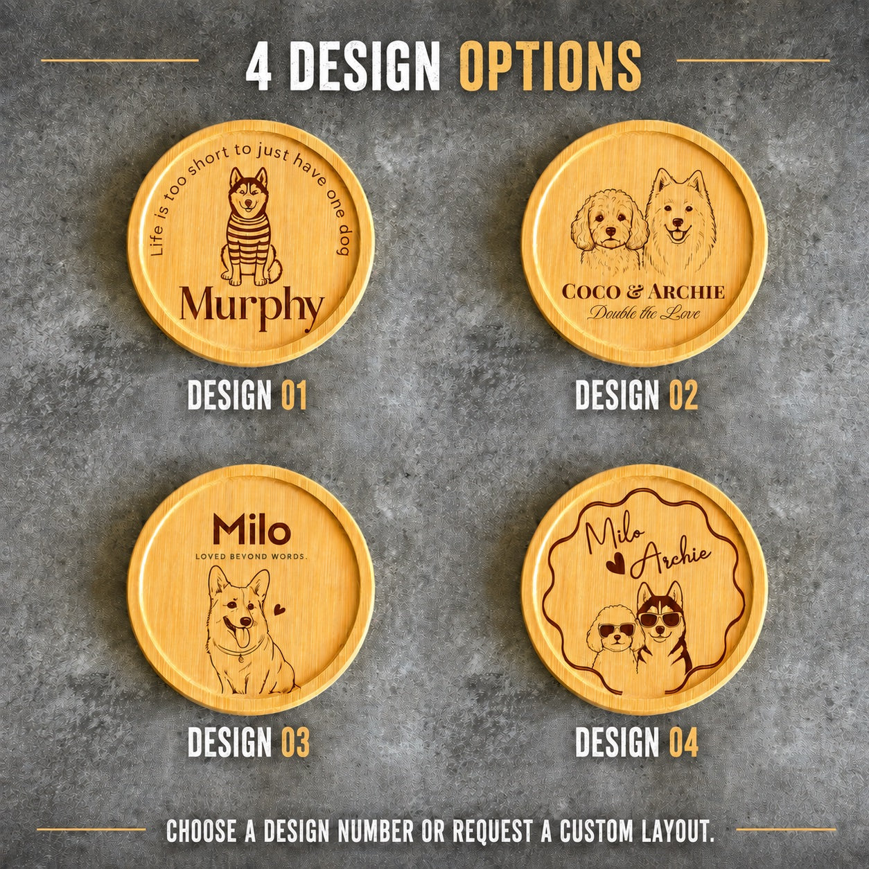 Personalised Pet Portrait Coaster – Custom Engraved Design