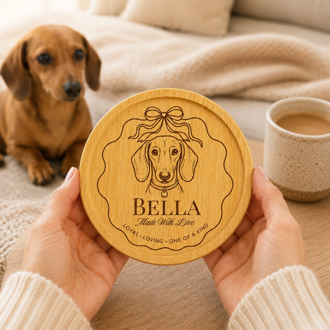 Personalised Dog Name Coaster – Gift for Dog Owners