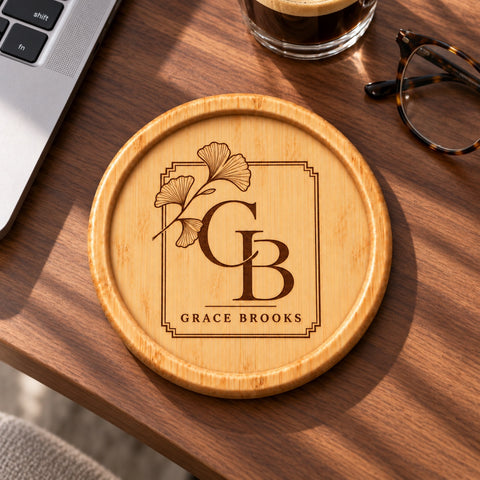 Personalised Wooden Monogram Coaster – Botanical Designs