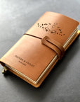 Handmade refillable couple’s leather journal with engraved initials