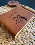 Handmade Leather Journal with Custom Pet Portrait, Dog Remembrance Gift