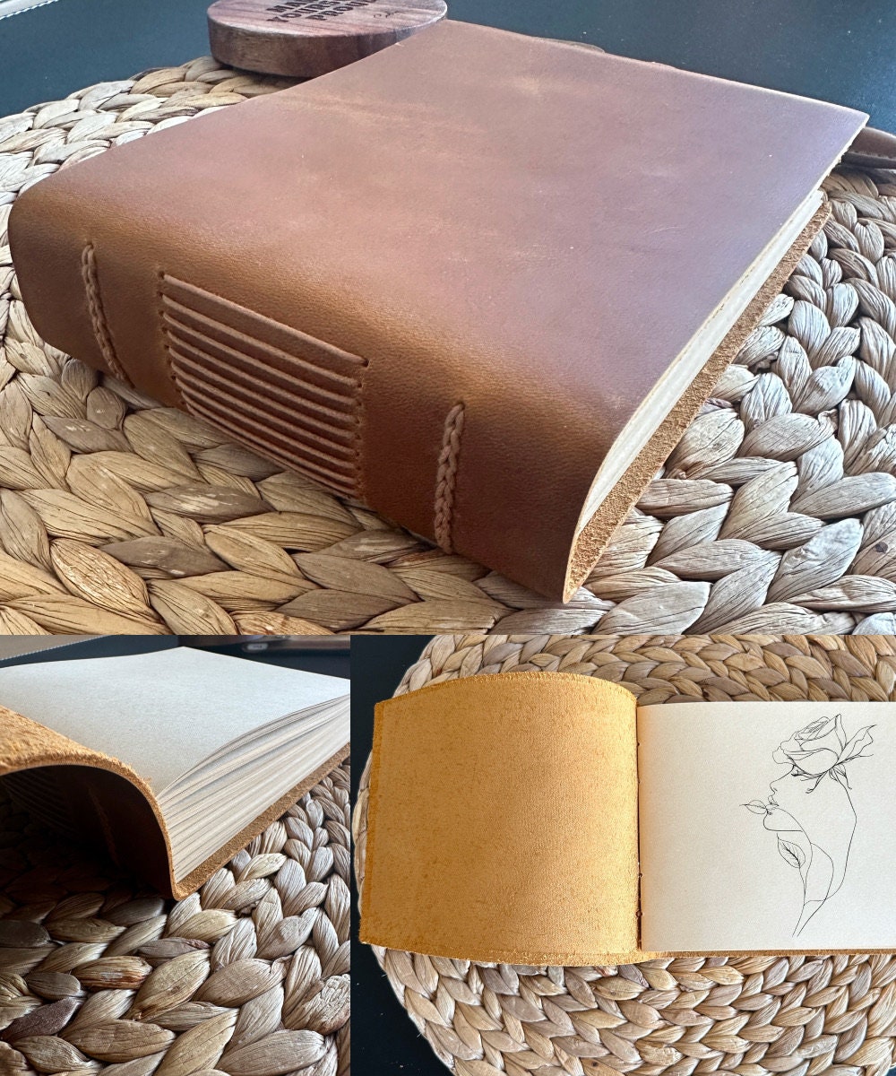 Personalized Leather Journal for Women Birth Flower, Custom Leather Notebook Floral Design Gifts For Her