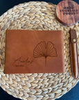 Personalized Leather Journal for Women Birth Flower, Custom Leather Notebook Floral Design Gifts For Her