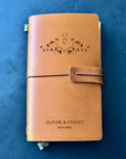 Engraved anniversary leather journal keepsake for couples
