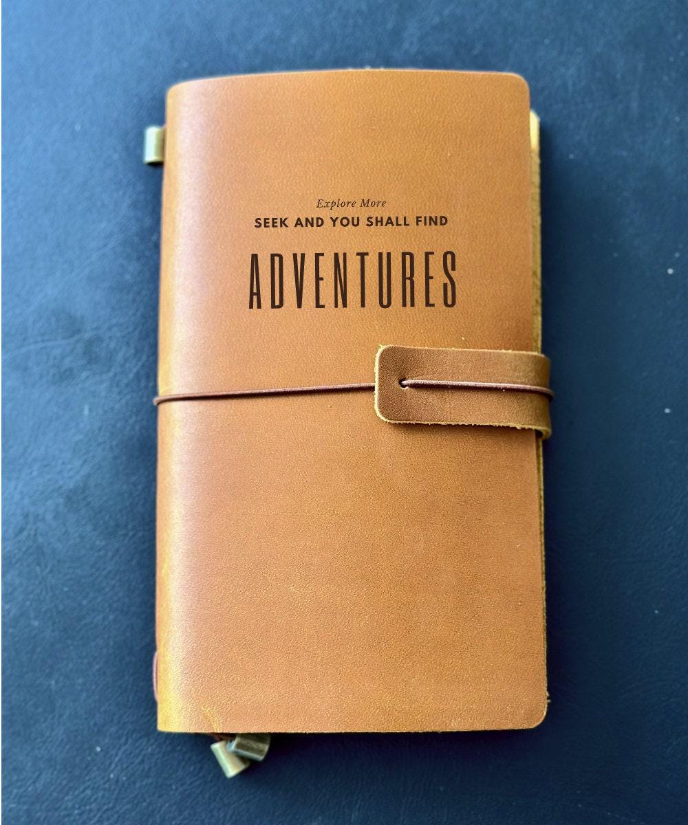 Personalised crazy horse leather travel notebook for explorers