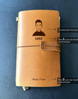 Custom music notes leather diary with name engraving