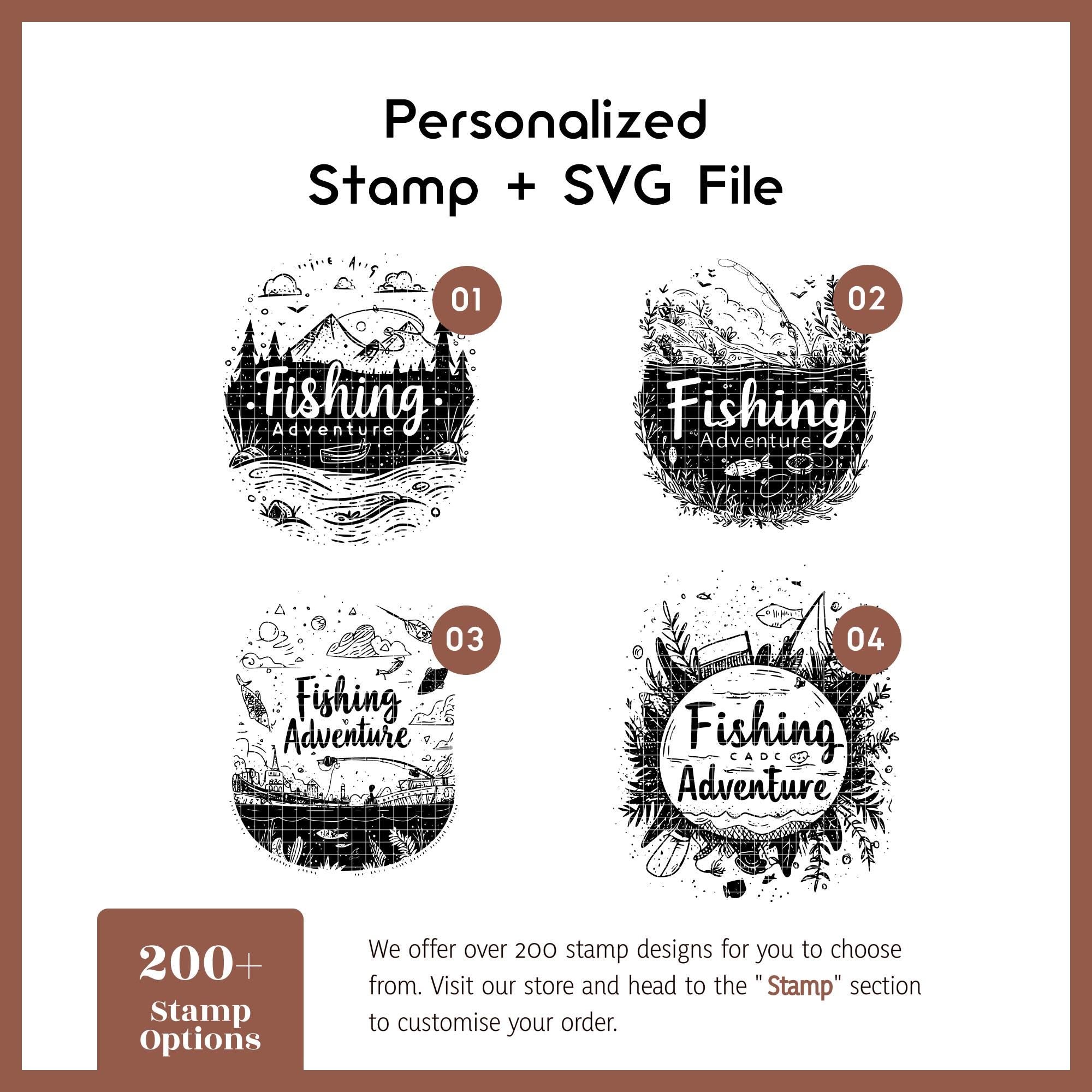 Fisherman SVG stamp for journal engraving