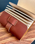 Personalised Leather Journal with Strap, Custom Engraved Notebook with Name & Floral Design, Handmade Gift Australia