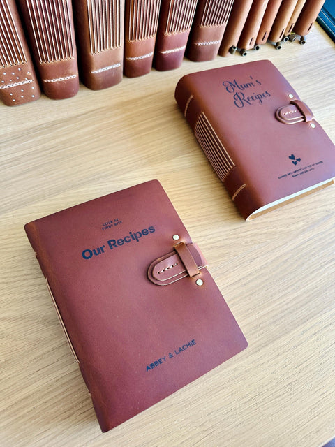 Custom leather recipe journal gift for Mother’s Day