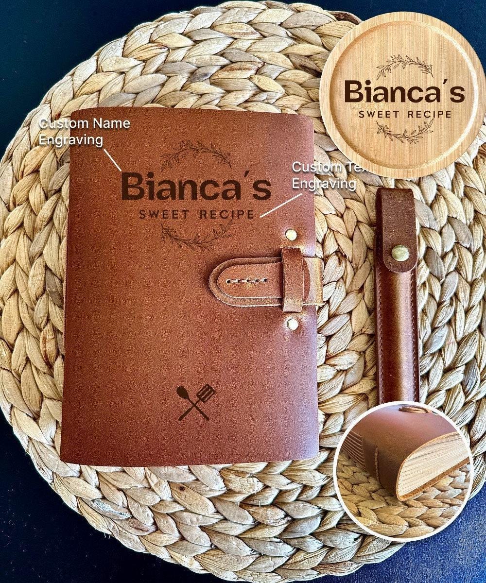 Handmade leather cookbook for family recipes