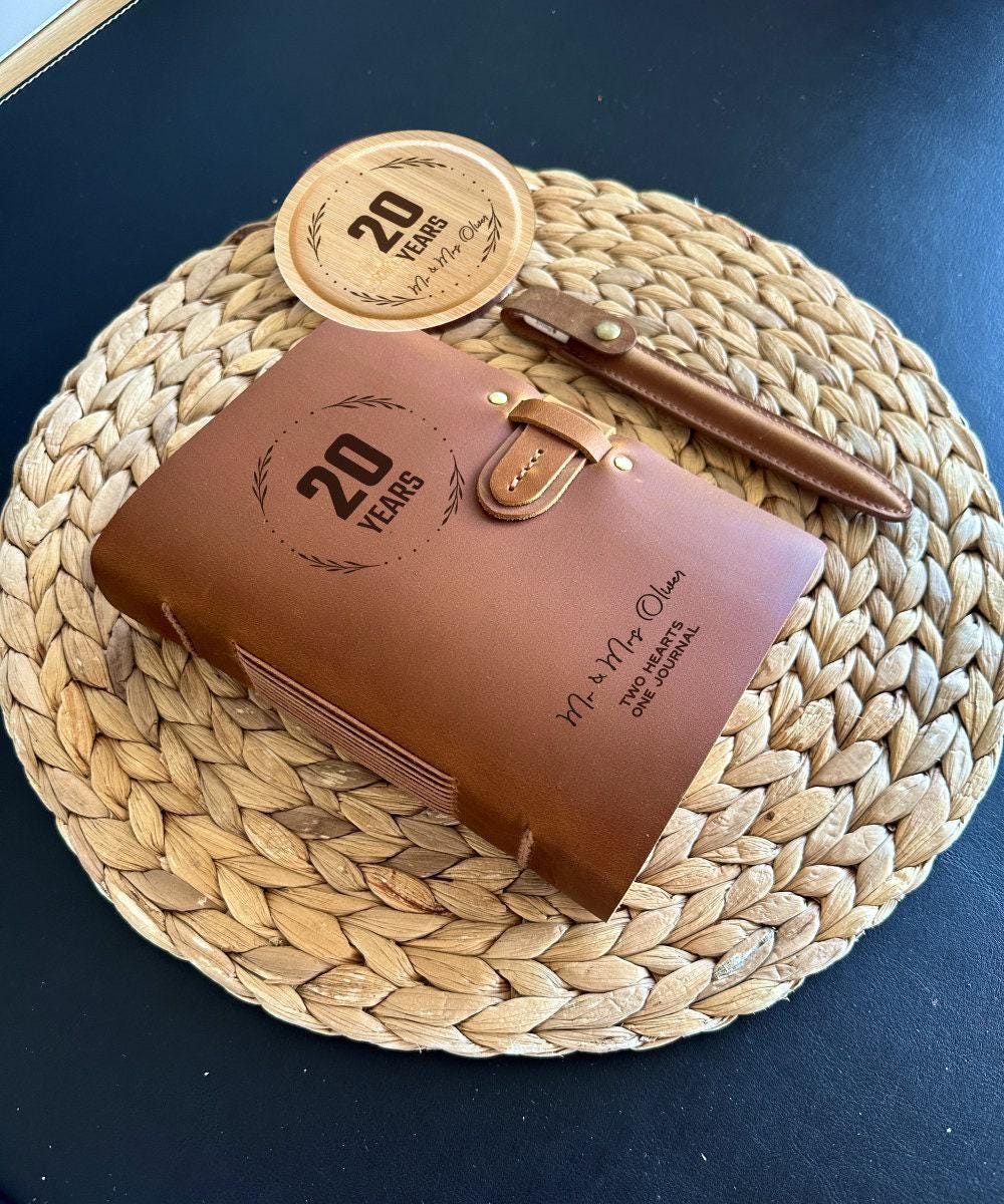 Handmade refillable leather notebook for milestones and vow renewals