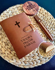 Personalised leather prayer journal with cross engraving