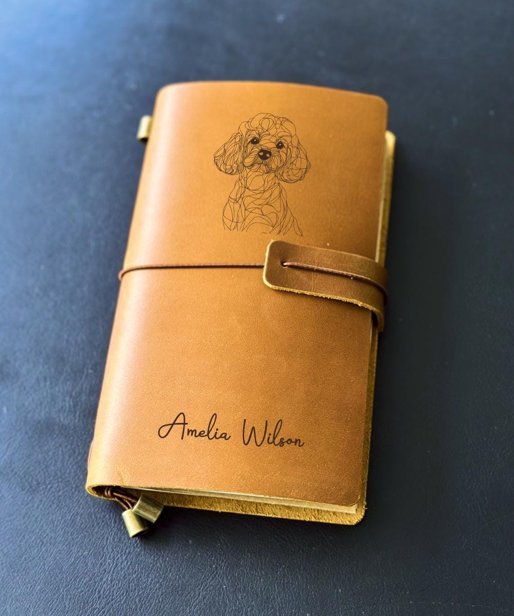 Personalised crazy horse leather notebook for dog owners